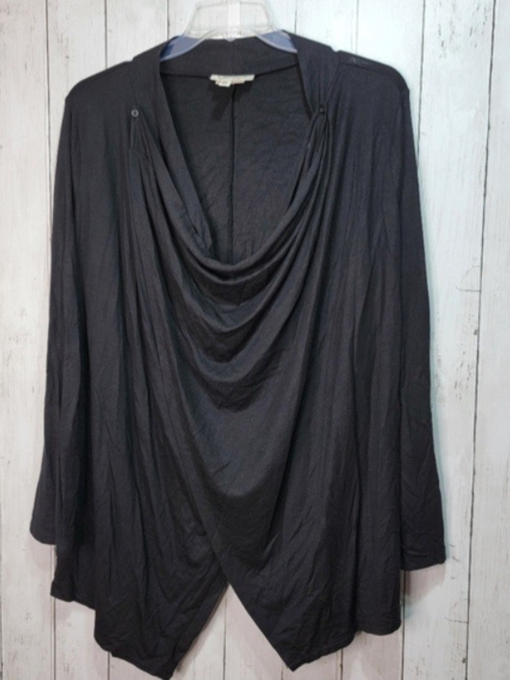 Jessica Simpson Nursing Black Draped Open Cardigan